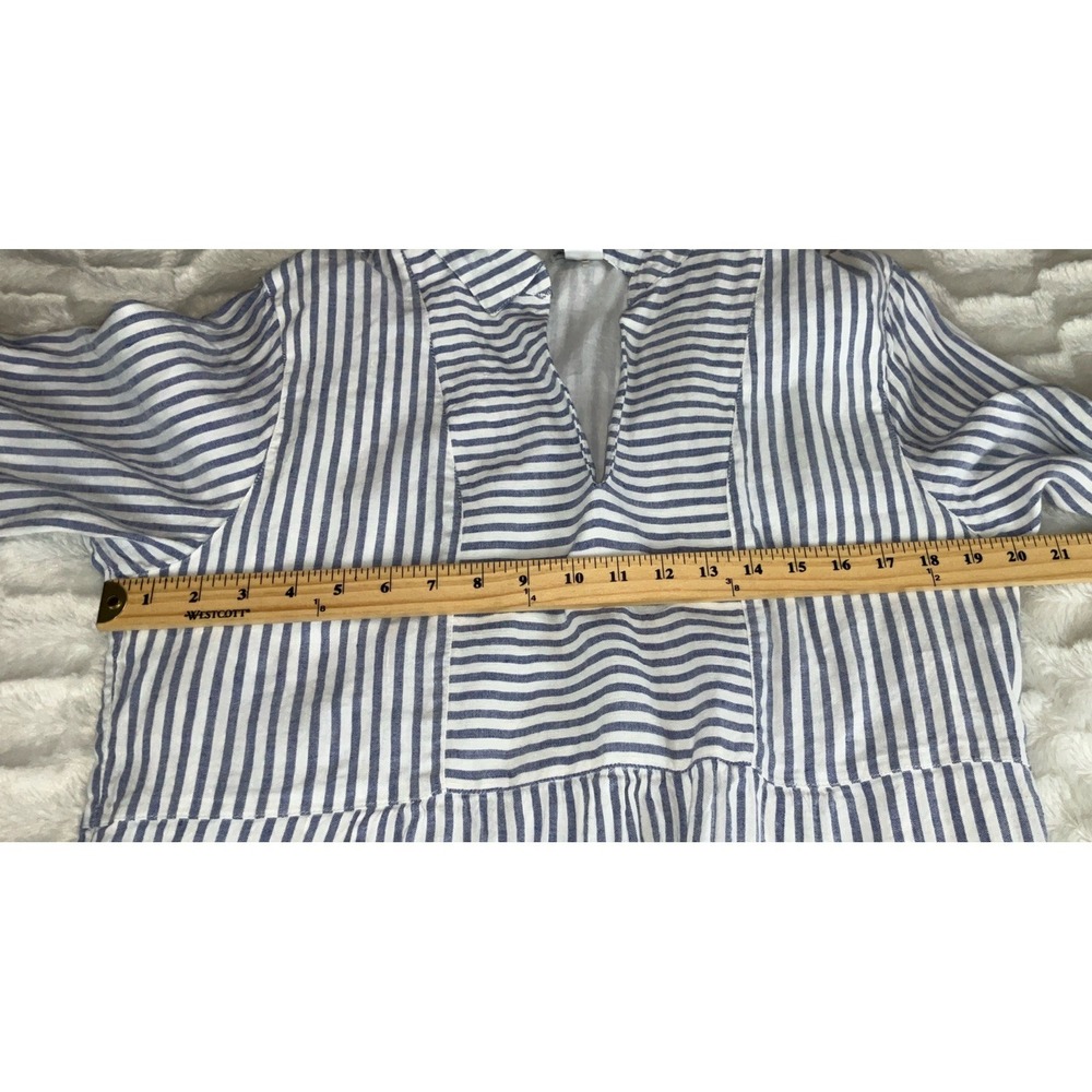 Tommy Bahama Size L St. Lucia Linen Blend Striped Collared Tunic Dress Ruffled - Picture 11 of 15